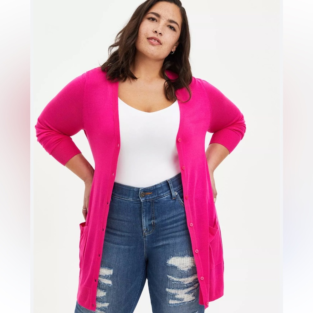 NWT Torrid Pink Boyfriend Cardigan Button-Front Sweater Women's Cardigan Sweater